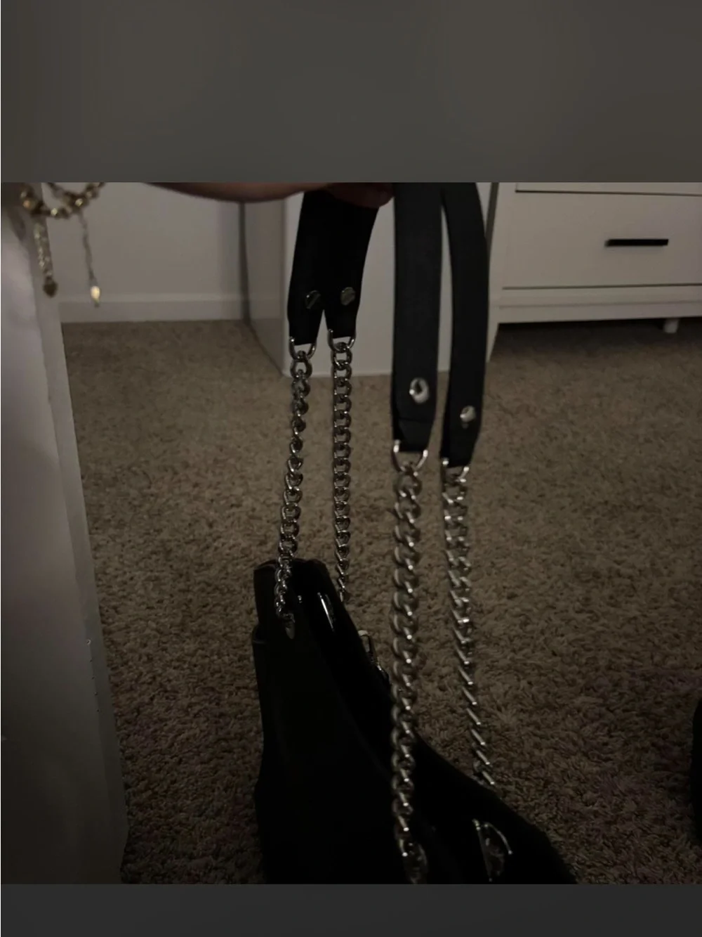 Michael Kors Black Leather Chain-Handle Tote